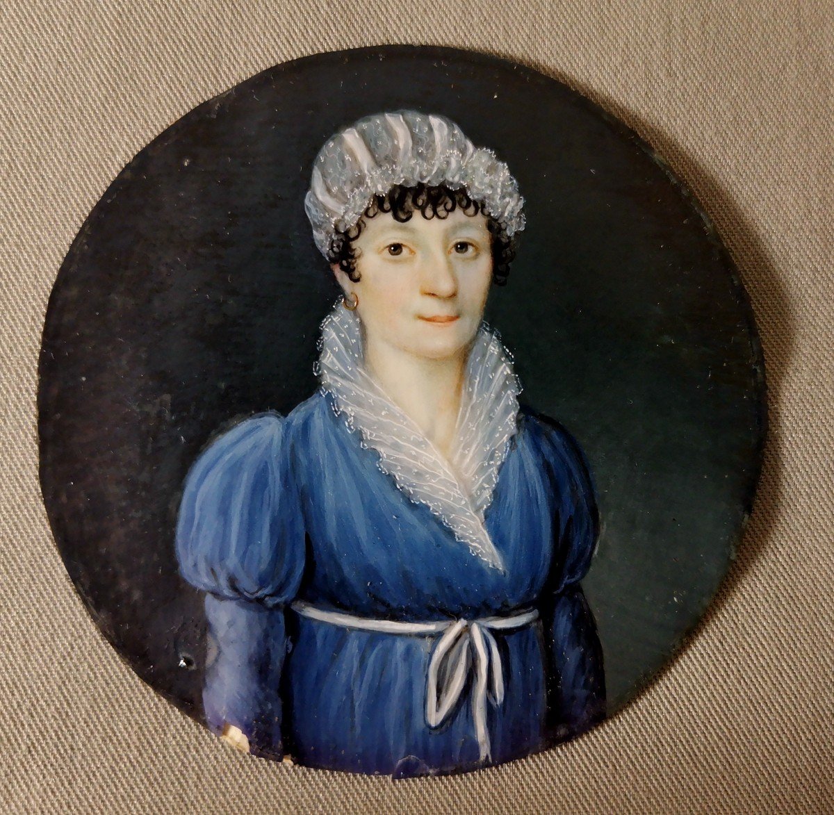 Peintures Miniatures en Paire, Epoque Empire, Napoléon 1er, Couple de Nobles Aristocrates-photo-4
