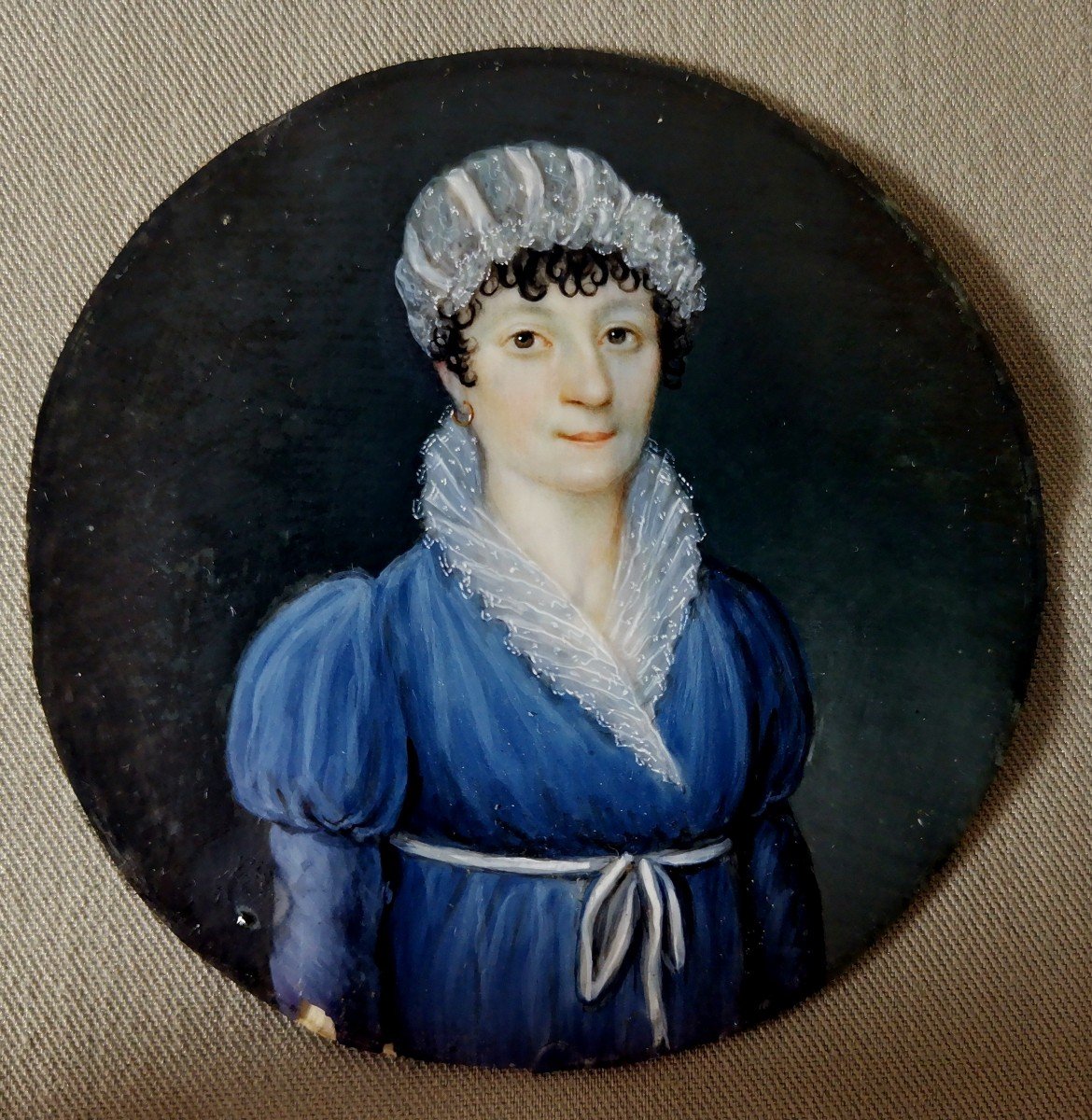 Peintures Miniatures en Paire, Epoque Empire, Napoléon 1er, Couple de Nobles Aristocrates-photo-4