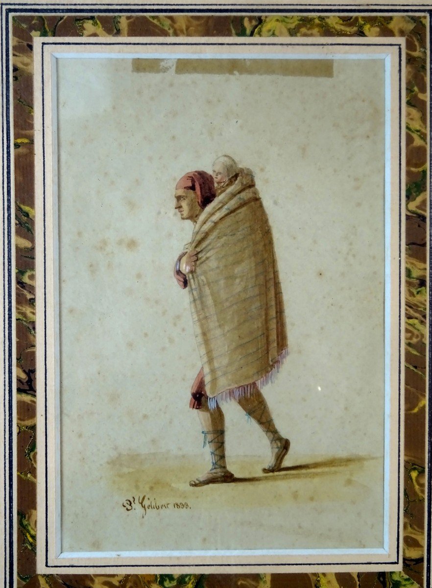 Dessin Aquarelle du D&eacute;but du XIXe Si&egrave;cle de Paul-Jean-Pierre G&eacute;libert, Sign&eacute; et Dat&eacute; 1833-photo-2