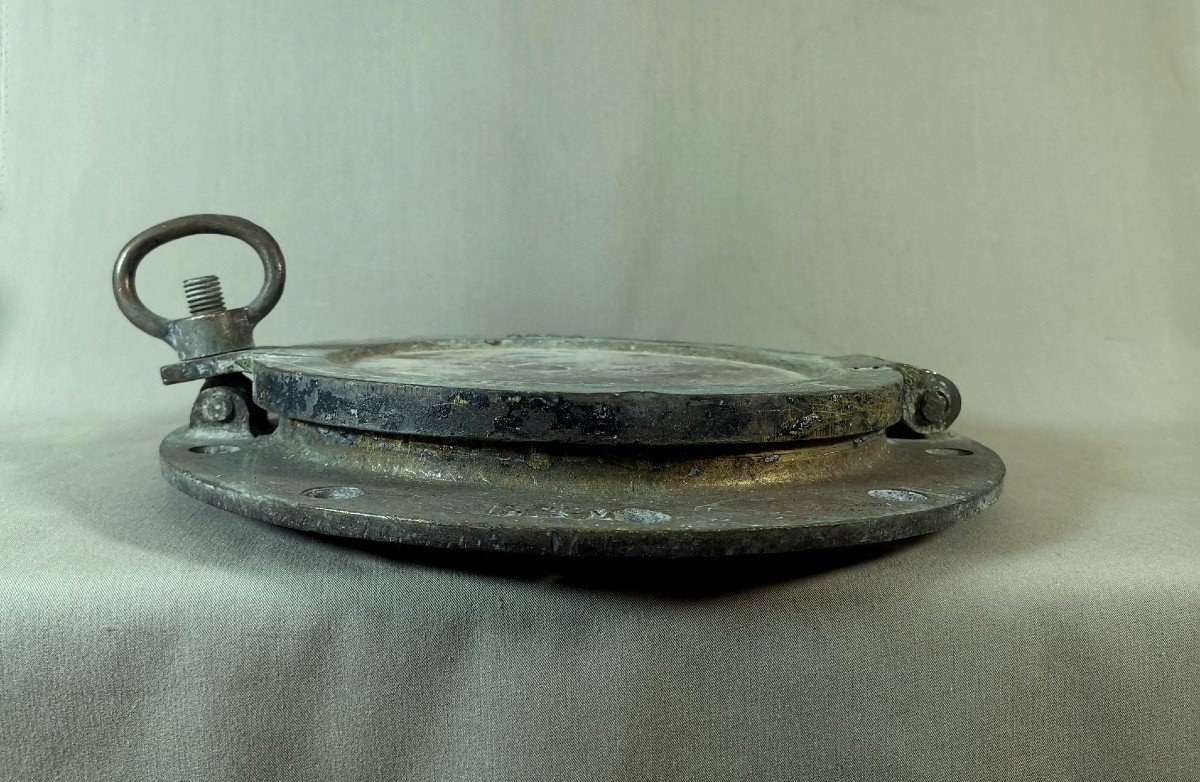 Paire d'Importants Hublots de Marine Anciens en Bronze de Forte Epaisseur, d'un Vieux  Bateau-photo-1