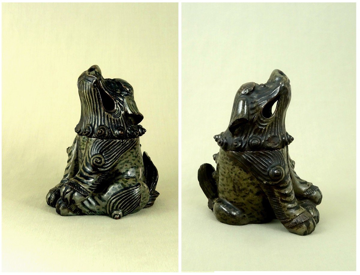 18th Century Japan, Perfume Burner Depicting A Shishi Or Komainu, Lion Dogs Guardians Of Temple-photo-2