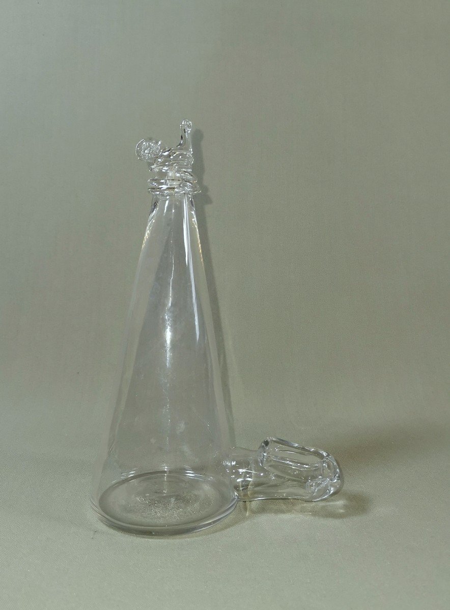 19th Century Birdcage Drinking Trough In Blown Glass, Water Dispenser, With Bird Head-photo-6