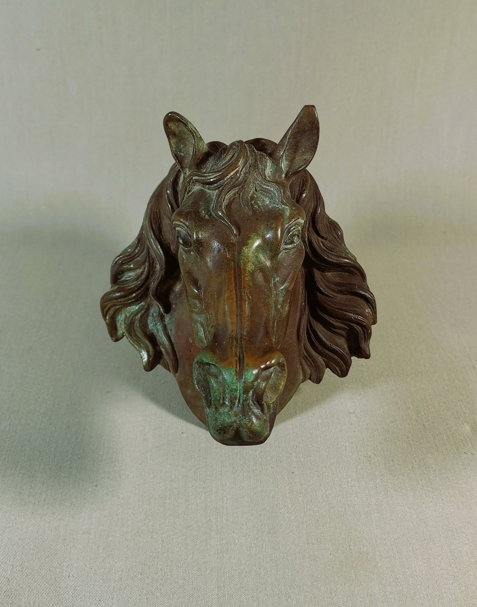 Tete de Cheval en Bronze du XIXe, Enseigne de Marechal Ferrant  ou de Boucherie Chevaline-photo-2