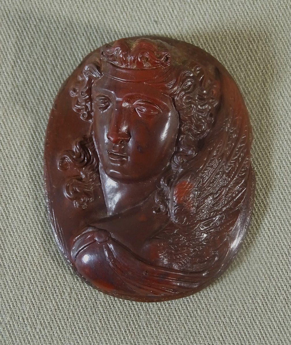 Italie Rome, Camée XVII- XVIIIe, Portrait de La Déesse Grecque Niké en Jaspe Rouge ou Sanguin-photo-5