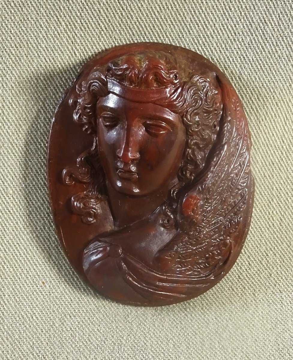 Italie Rome, Camée XVII- XVIIIe, Portrait de La Déesse Grecque Niké en Jaspe Rouge ou Sanguin