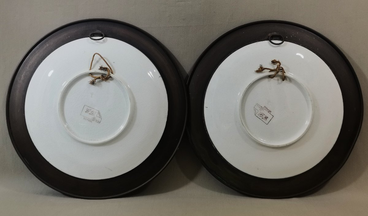 Georges Dreyfus, Pair Of Impressionist Plates With Chickens, Rooster & Hen, 19th Century-photo-3