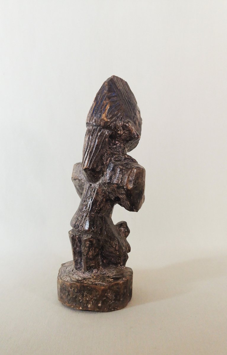 Antique Wooden Statuette Depicting A Breastfeeding Woman, Ibedji, Yoruba, Nigeria-photo-4