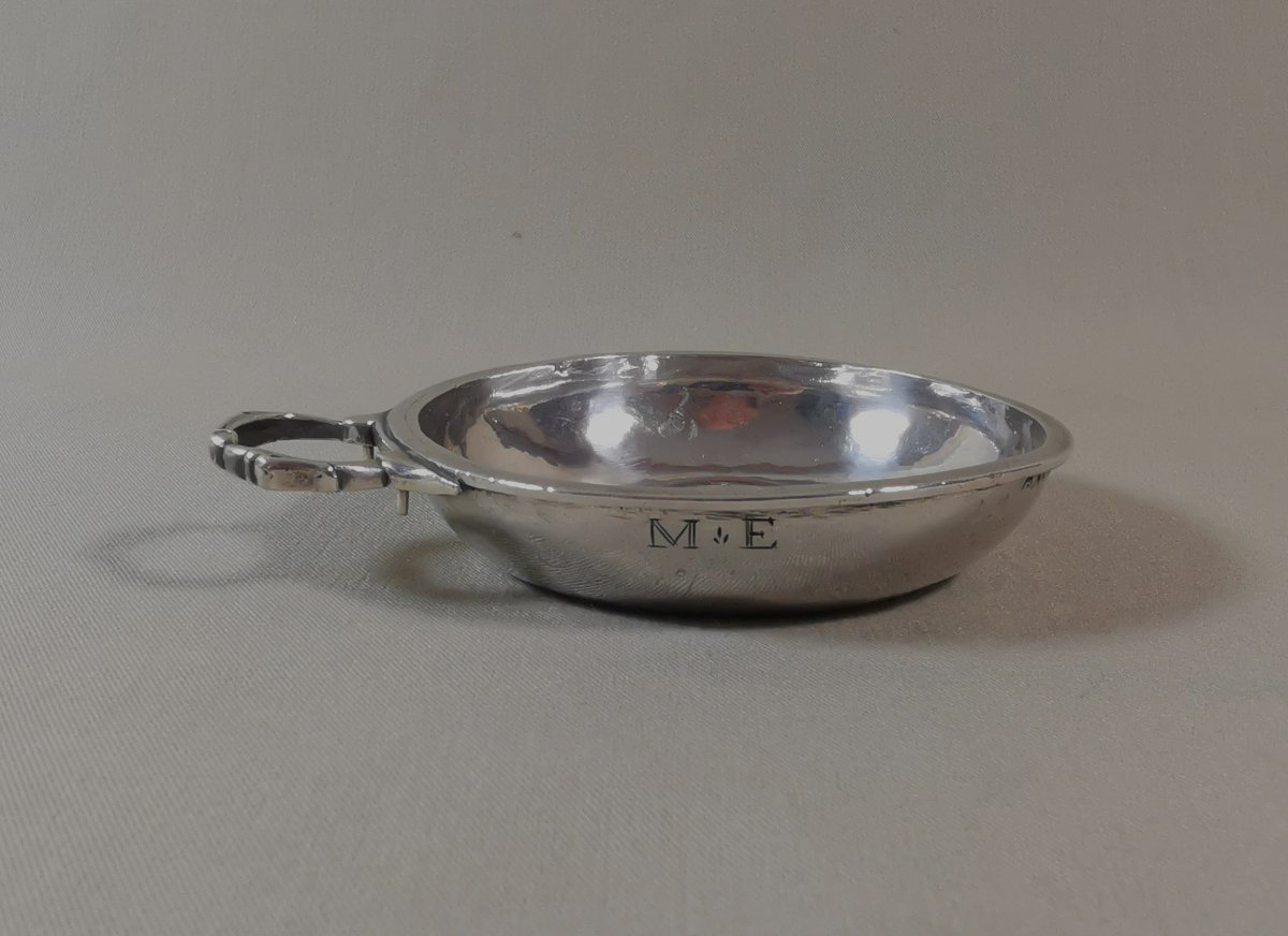 Tastevin ou Tasse à Vin Patronymique du XVIIIe Siècle en Argent, -photo-3