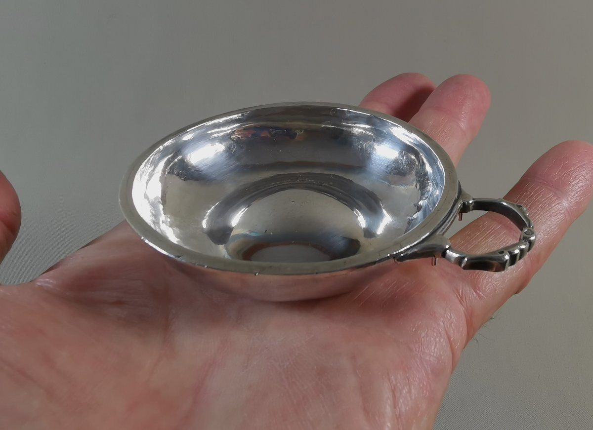 Tastevin ou Tasse à Vin Patronymique du XVIIIe Siècle en Argent, -photo-5