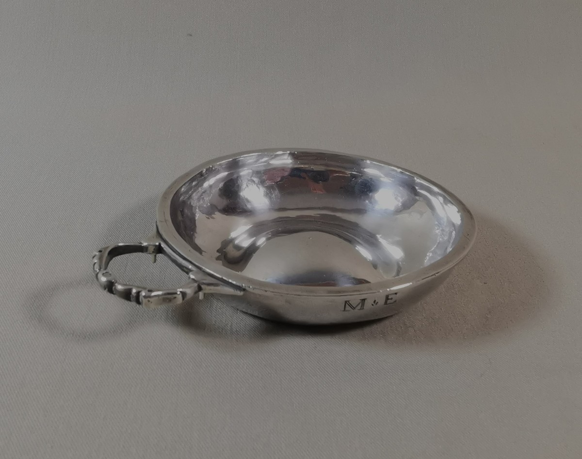 Tastevin ou Tasse à Vin Patronymique du XVIIIe Siècle en Argent, 
