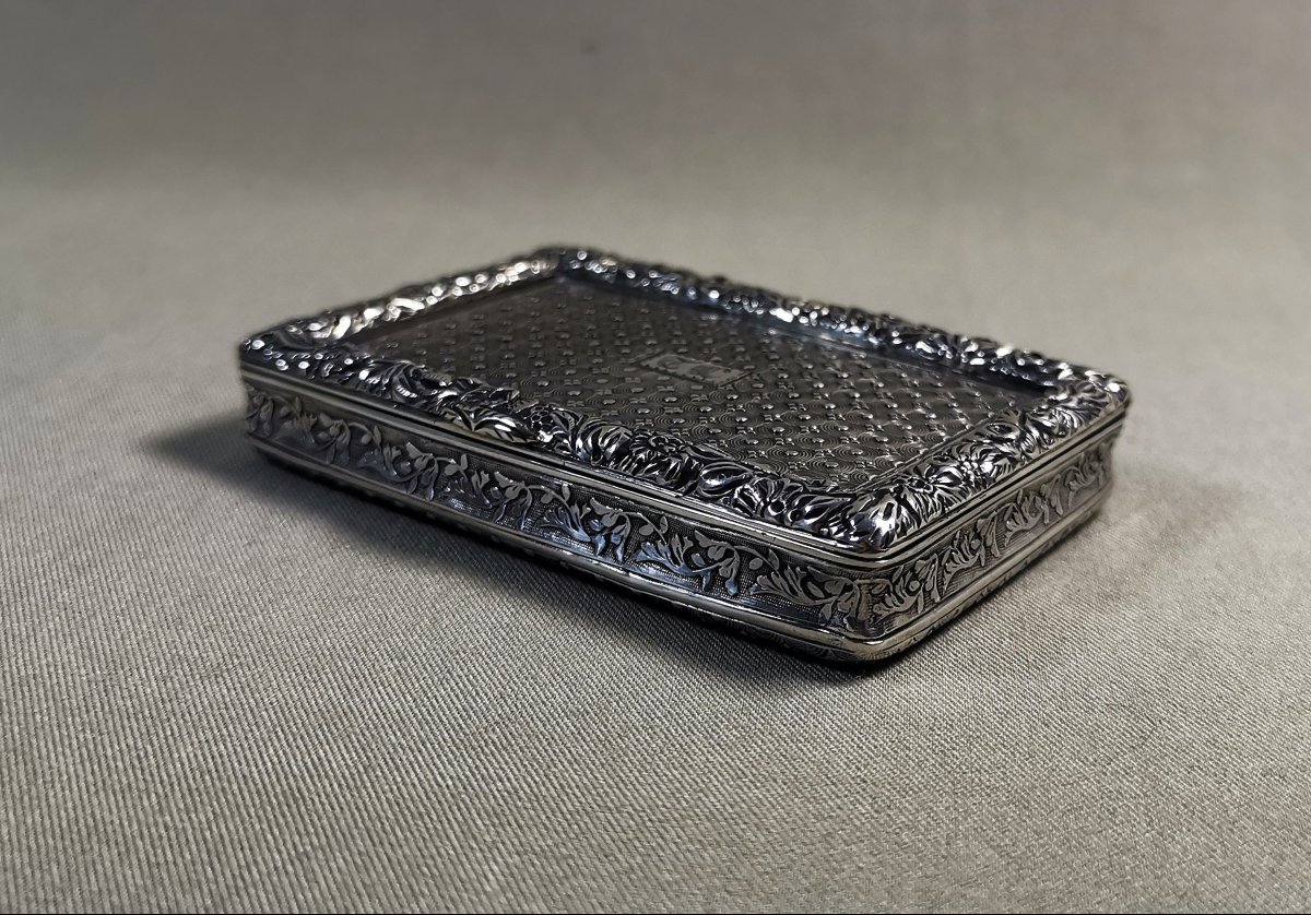 Richly Crafted Silver Snuffbox, Early 19th Century, Old Man And Lion's Head Hallmark-photo-3