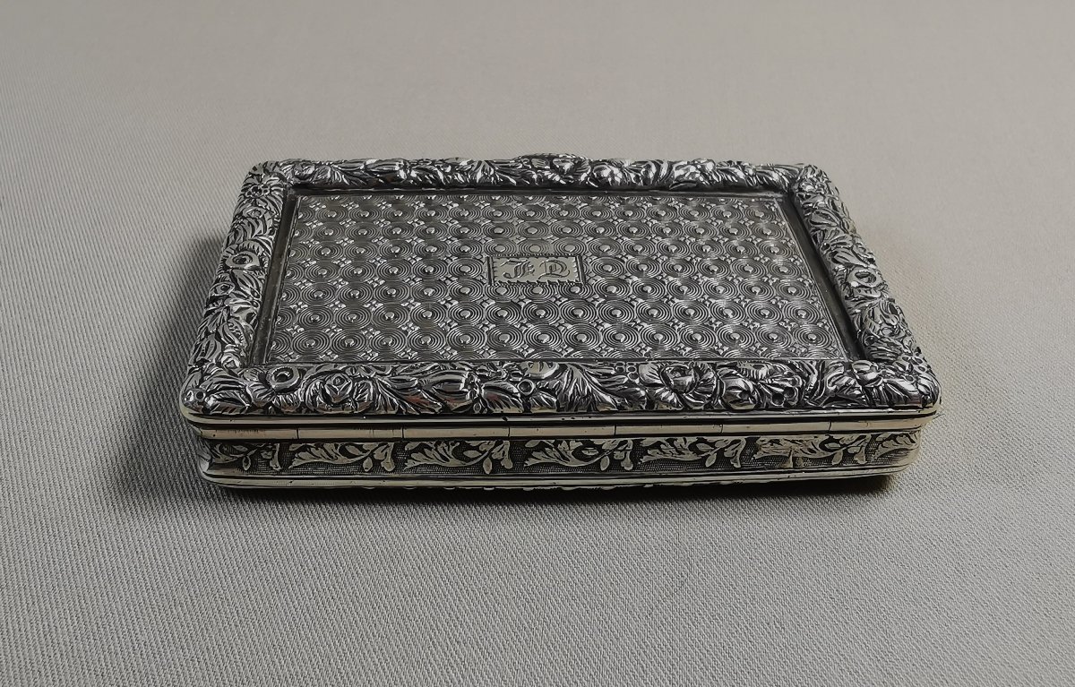 Richly Crafted Silver Snuffbox, Early 19th Century, Old Man And Lion's Head Hallmark-photo-1