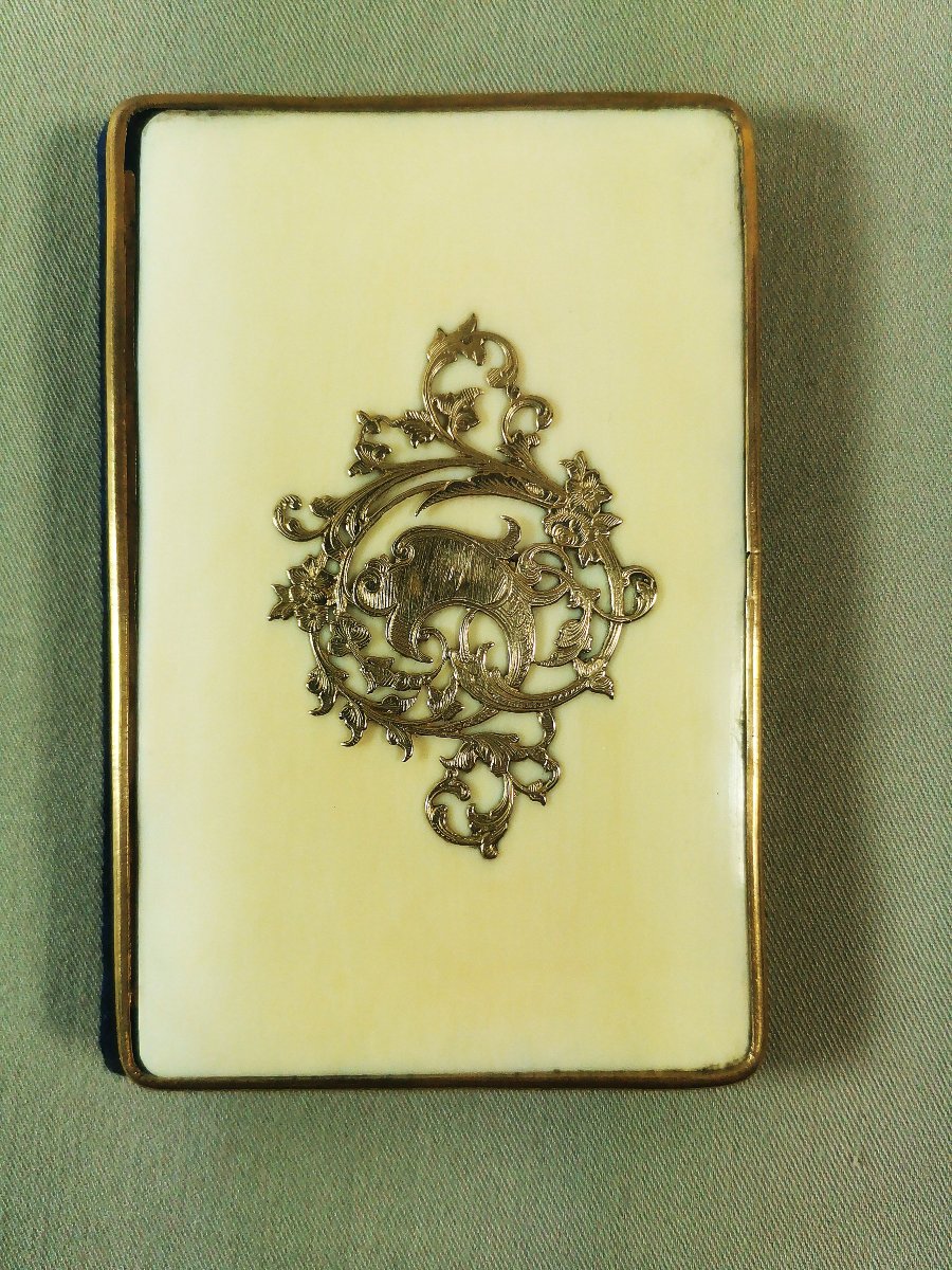 19th Century Dance Card, Blue Velvet And Beautiful Chiseled, Gold Or Fix Embellishment-photo-1