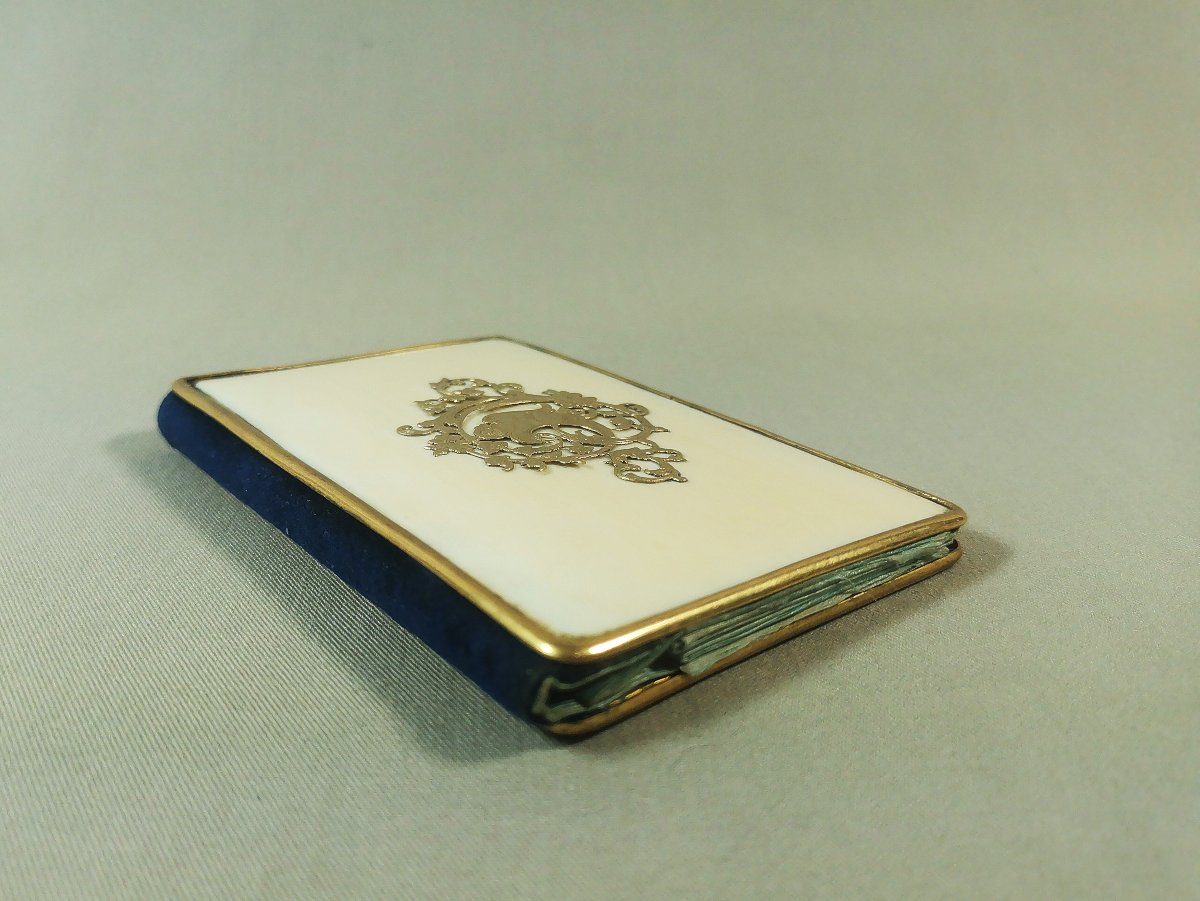 19th Century Dance Card, Blue Velvet And Beautiful Chiseled, Gold Or Fix Embellishment-photo-6