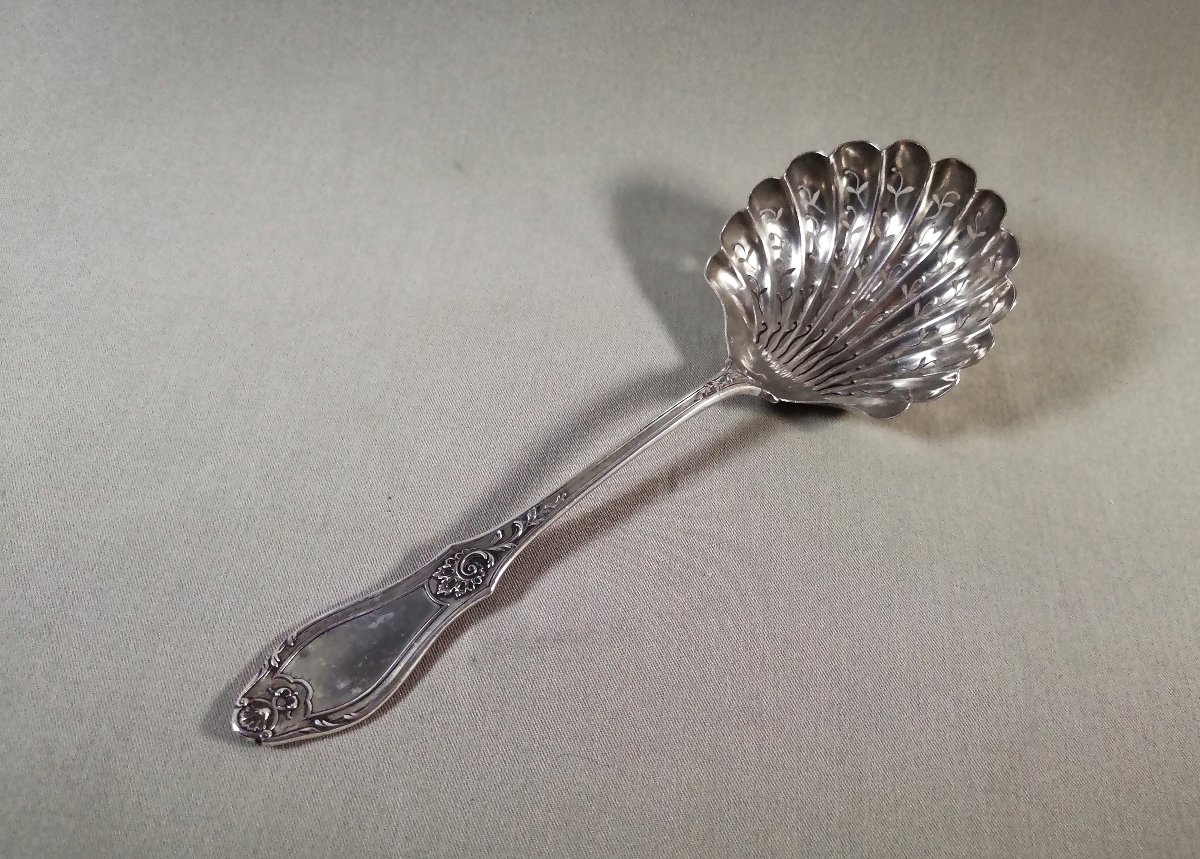 Sprinkling Spoon, Beautiful 19th Century Model In Minerva Silver, Goldsmith D. Roussel-photo-5