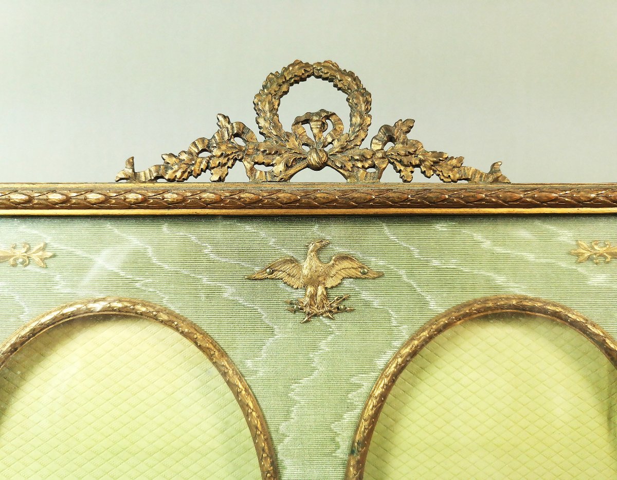 Cadre Photo Ovale double, de Style Louis XVI, Laiton Doré Poli & Amati, Epoque Napoléon III -photo-2