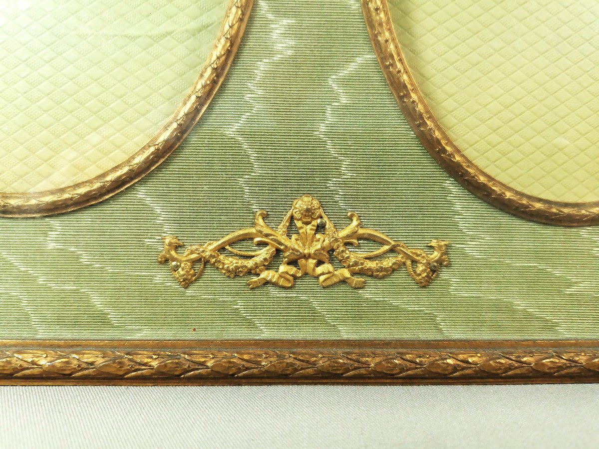 Cadre Photo Ovale double, de Style Louis XVI, Laiton Doré Poli & Amati, Epoque Napoléon III -photo-4