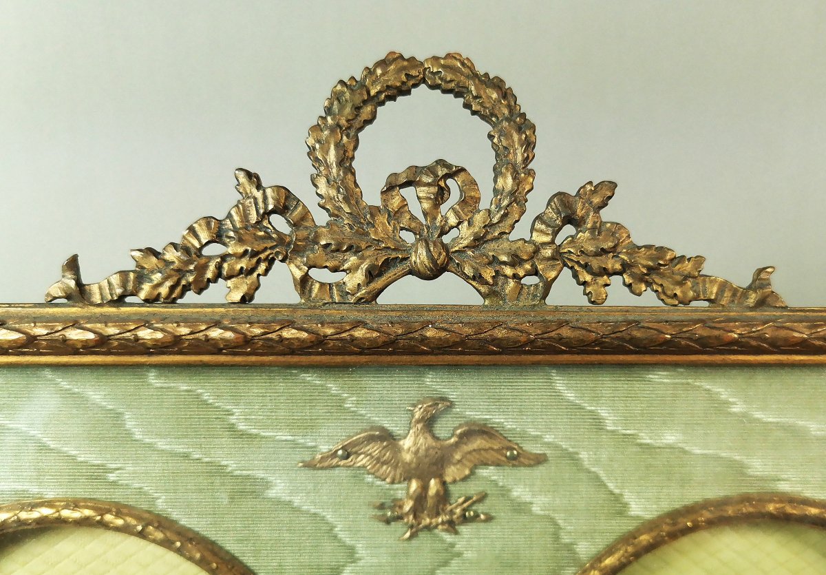 Cadre Photo Ovale double, de Style Louis XVI, Laiton Doré Poli & Amati, Epoque Napoléon III -photo-3