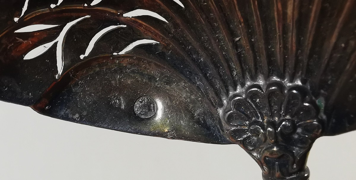 Silver And Ebony Sprinkling Spoon, Old Man's Hallmark, 1819-1838, Gadroons & Shells-photo-8