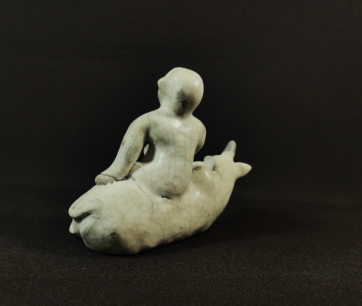 Chine Dynastie Yuan,  Statuette Garçon Chevauchant un Buffle d'Eau, Terre Cuite Glaçurée-photo-4