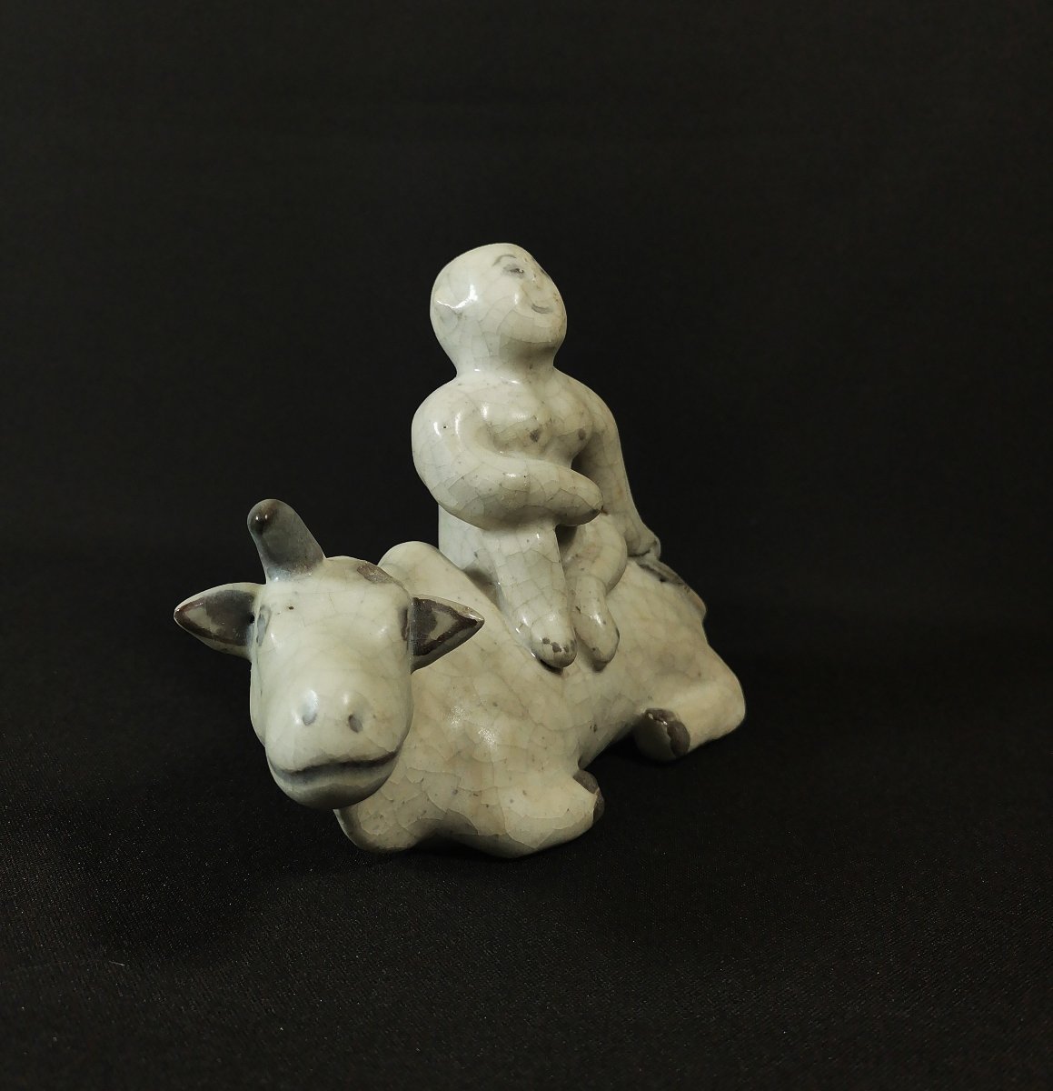 Chine Dynastie Yuan,  Statuette Garçon Chevauchant un Buffle d'Eau, Terre Cuite Glaçurée-photo-7