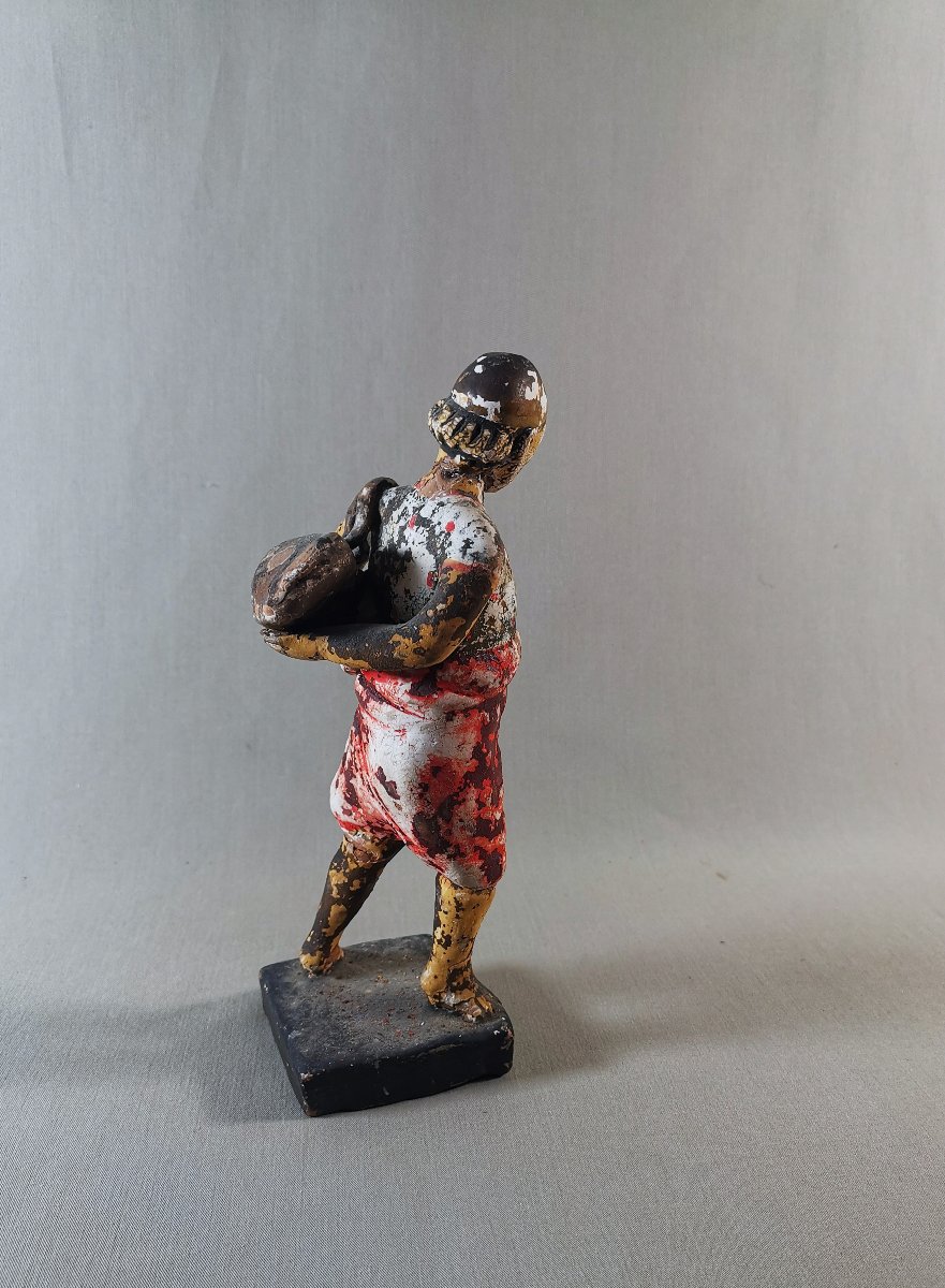 Statuette antique, Grèce, Béotie, Thébes, Rhitsona, Terre cuite Figurant un Porteur d'Eau, -photo-5