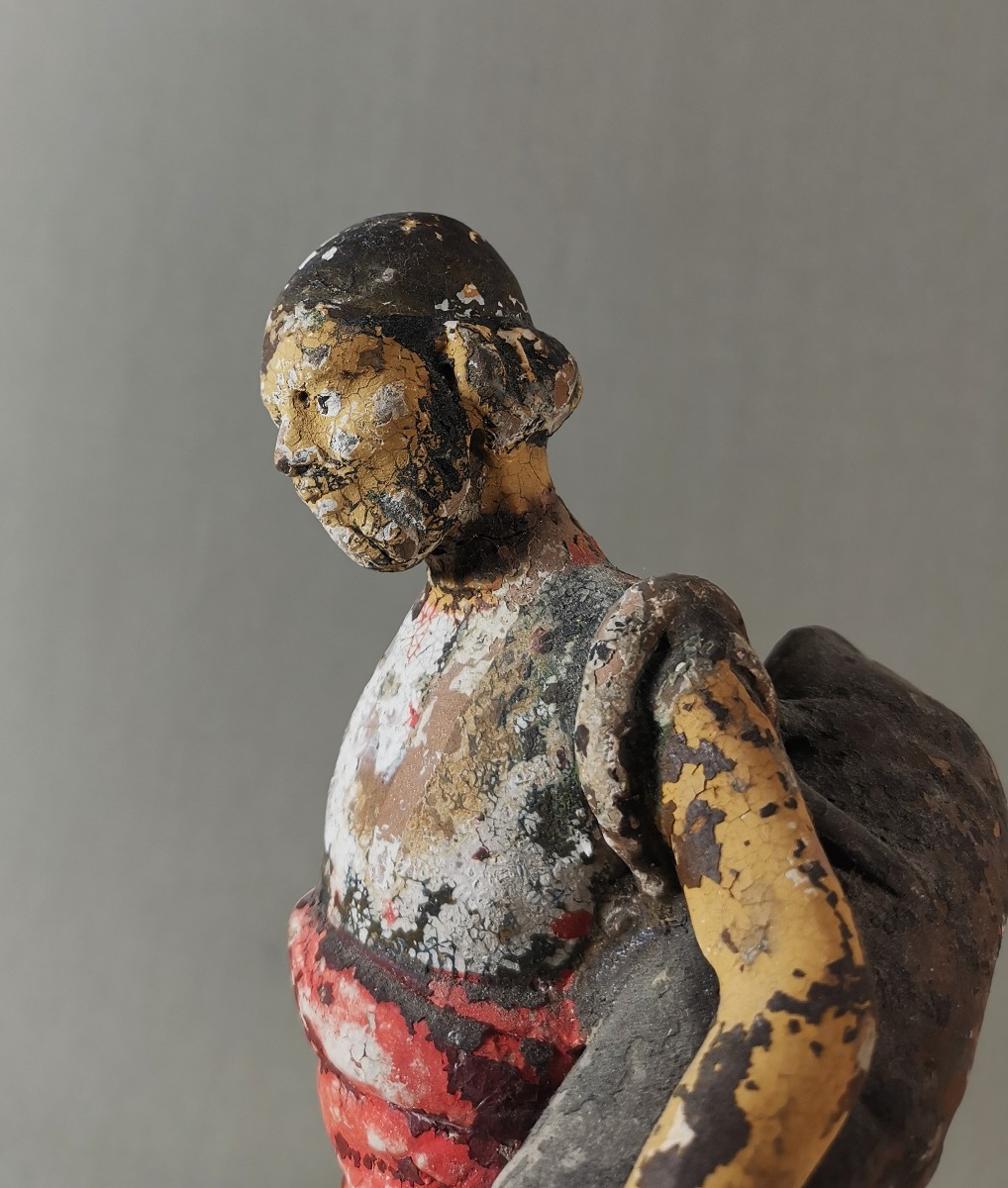 Statuette antique, Grèce, Béotie, Thébes, Rhitsona, Terre cuite Figurant un Porteur d'Eau, -photo-8