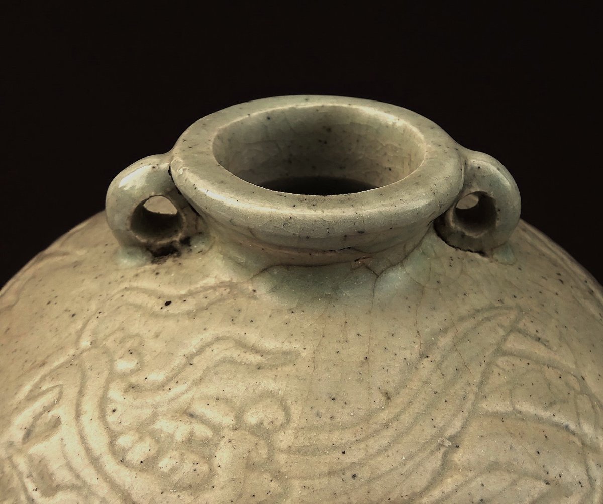 China Song Dynasty, Pansu Vase With Relief Decoration Of A Dragon Chasing The Sacred Pearl-photo-4