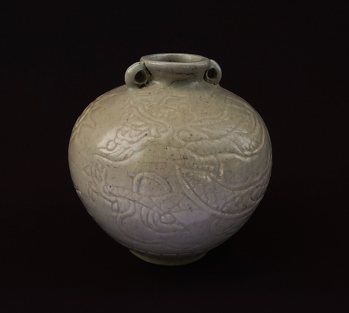 China Song Dynasty, Pansu Vase With Relief Decoration Of A Dragon Chasing The Sacred Pearl-photo-2