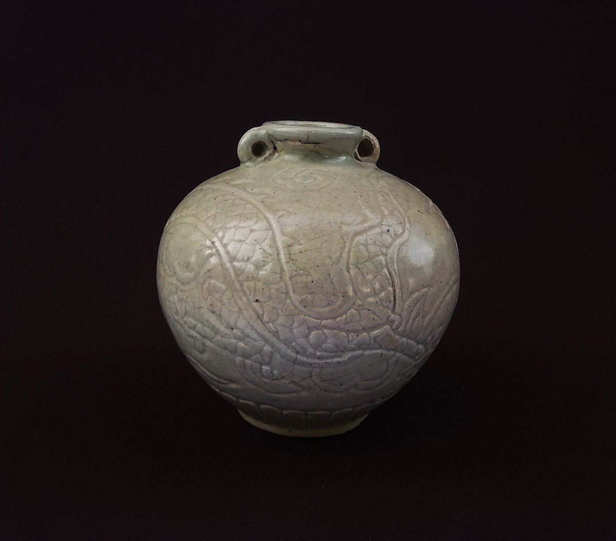 China Song Dynasty, Pansu Vase With Relief Decoration Of A Dragon Chasing The Sacred Pearl-photo-3