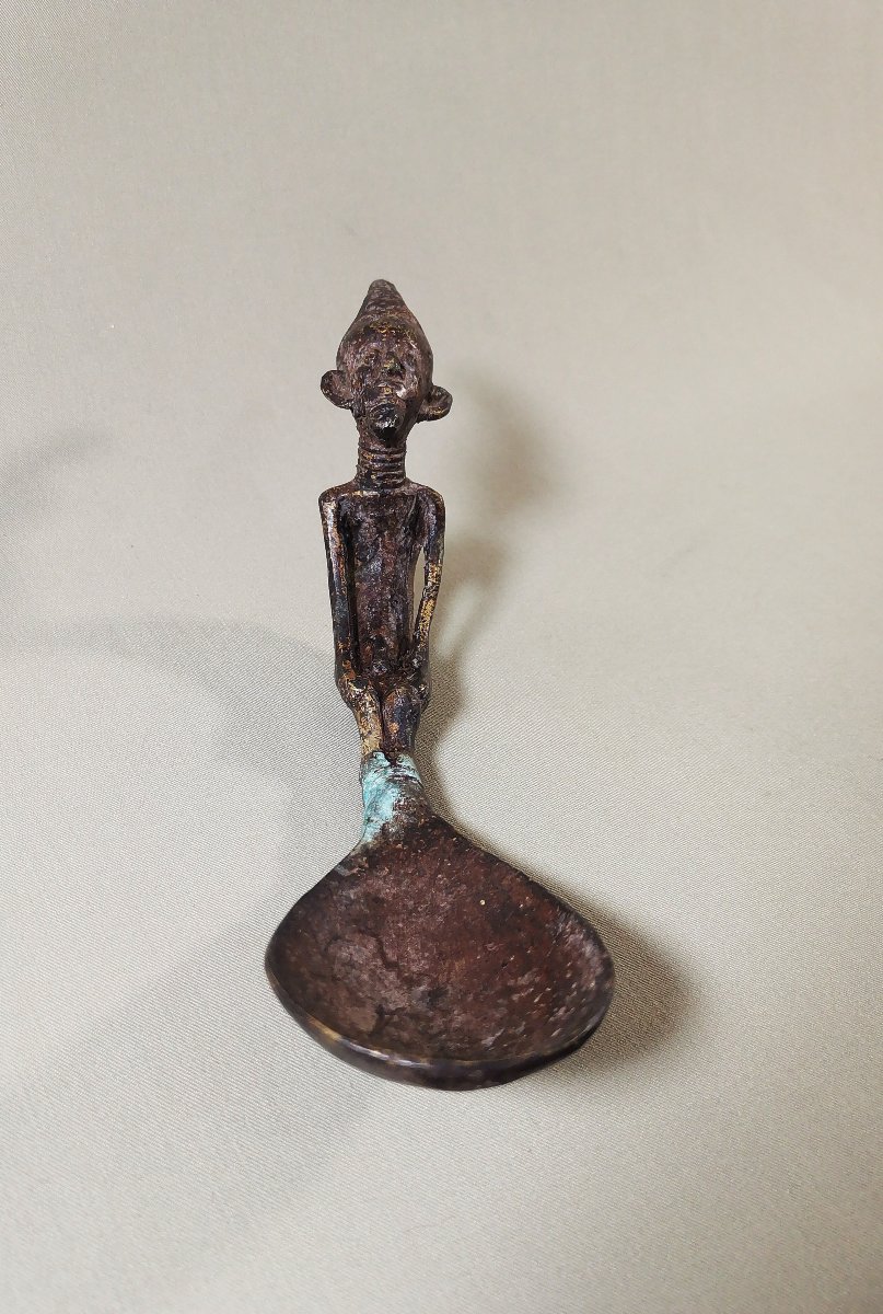 African Tribal Art, Antique Senufo Bronze Ritual Spoons, Ivory Coast-photo-2