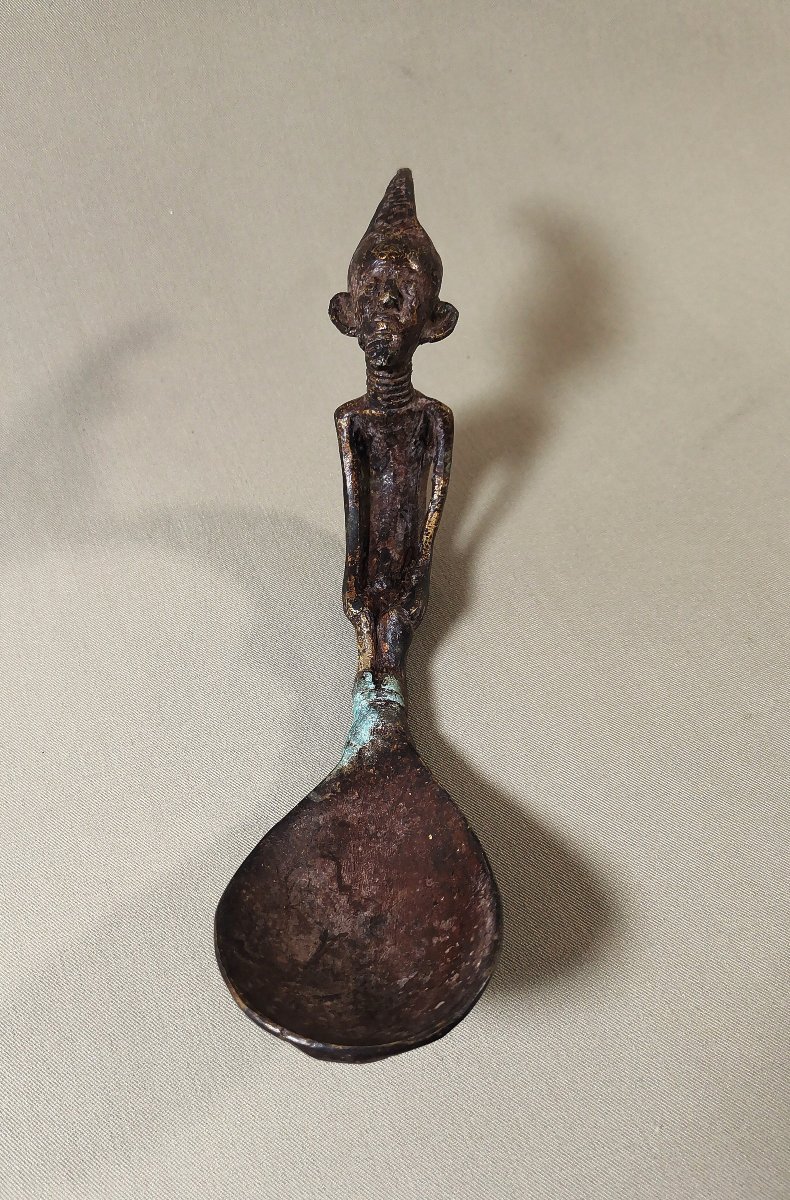 African Tribal Art, Antique Senufo Bronze Ritual Spoons, Ivory Coast-photo-3