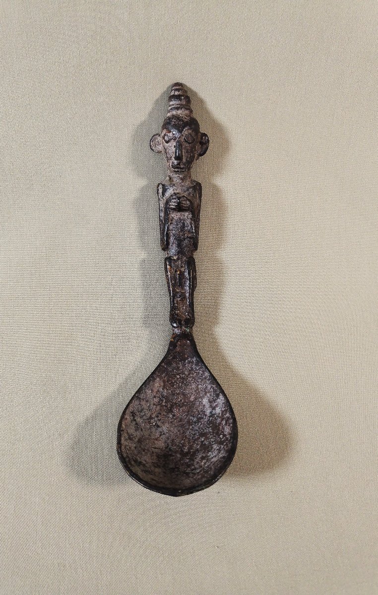 African Tribal Art, Antique Senufo Bronze Ritual Spoons, Ivory Coast-photo-4