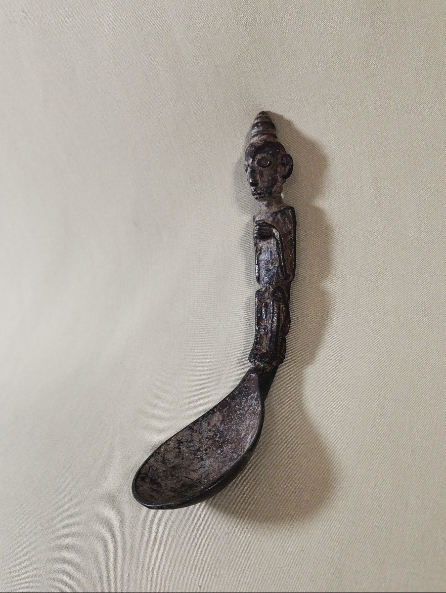 African Tribal Art, Antique Senufo Bronze Ritual Spoons, Ivory Coast-photo-5