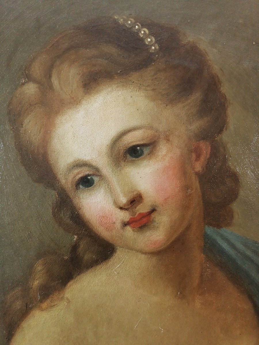French School, Portrait Of A Young Woman Of Quality, Oil From The End Of The 18th Century-photo-3