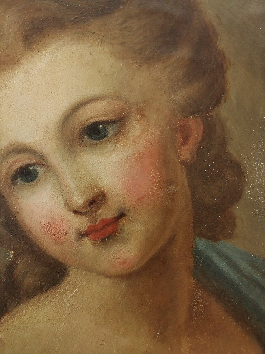 French School, Portrait Of A Young Woman Of Quality, Oil From The End Of The 18th Century-photo-4