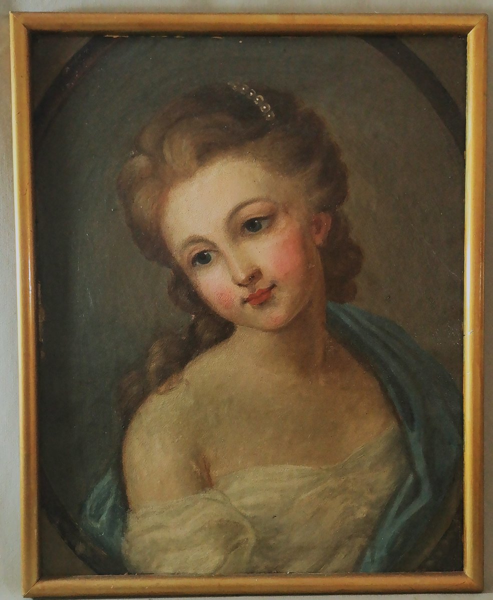 French School, Portrait Of A Young Woman Of Quality, Oil From The End Of The 18th Century-photo-5