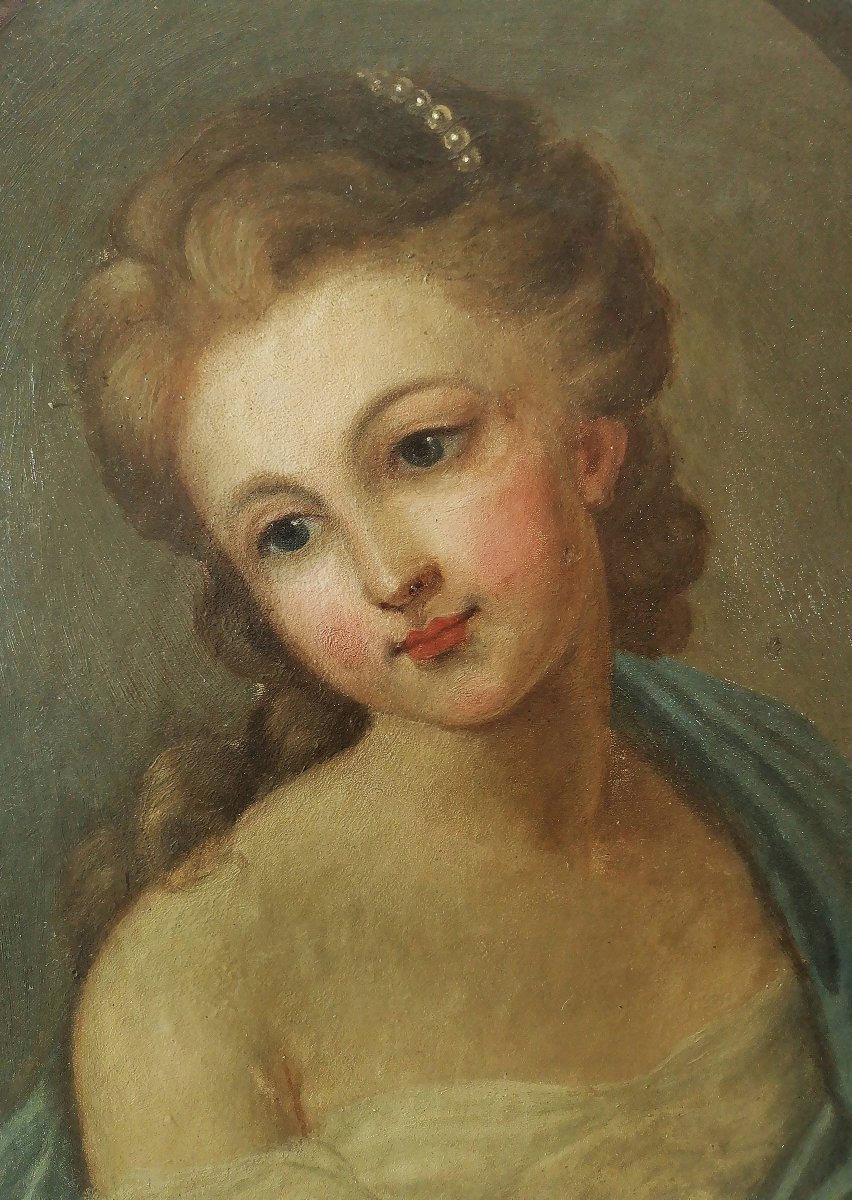 French School, Portrait Of A Young Woman Of Quality, Oil From The End Of The 18th Century-photo-7