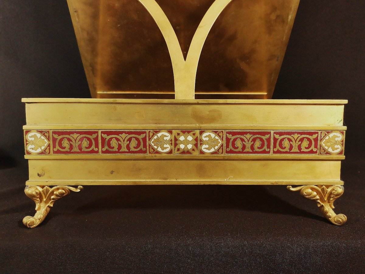 19th Century Church Lectern Or Altar Lectern In Chiseled Gilt Bronze And Champlevé Enamels-photo-8