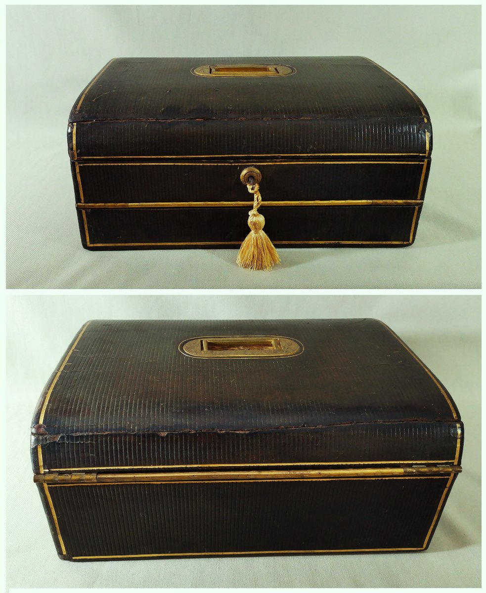 Bramah London 19th Century Travel Writing Case, Writing Box, Chiseled Gilt Brass & Moroccan Leather-photo-2