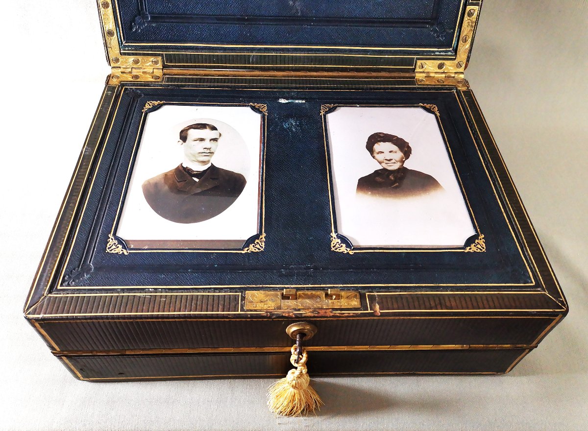 Bramah London 19th Century Travel Writing Case, Writing Box, Chiseled Gilt Brass & Moroccan Leather-photo-3