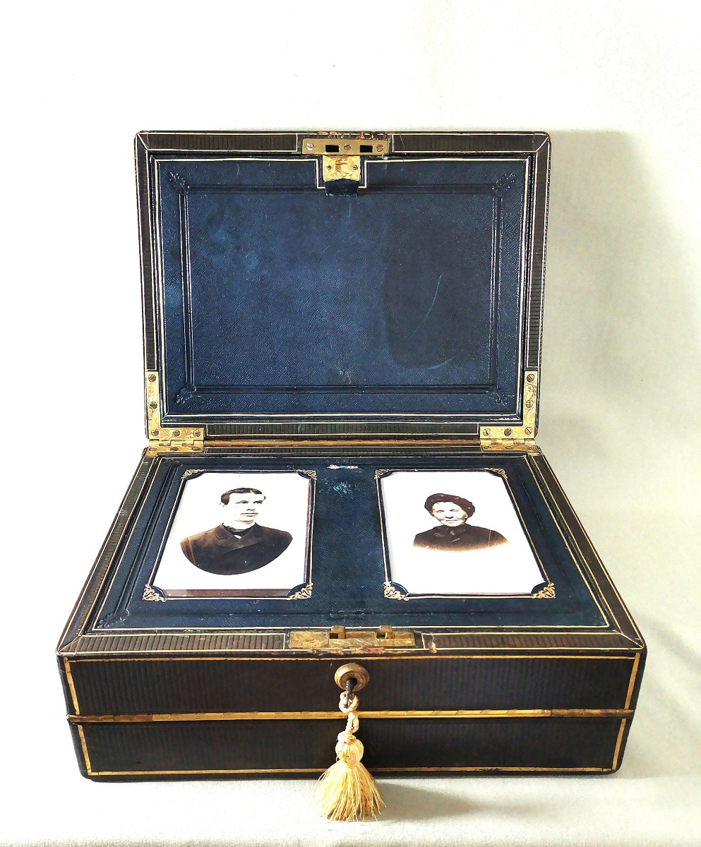 Bramah London 19th Century Travel Writing Case, Writing Box, Chiseled Gilt Brass & Moroccan Leather