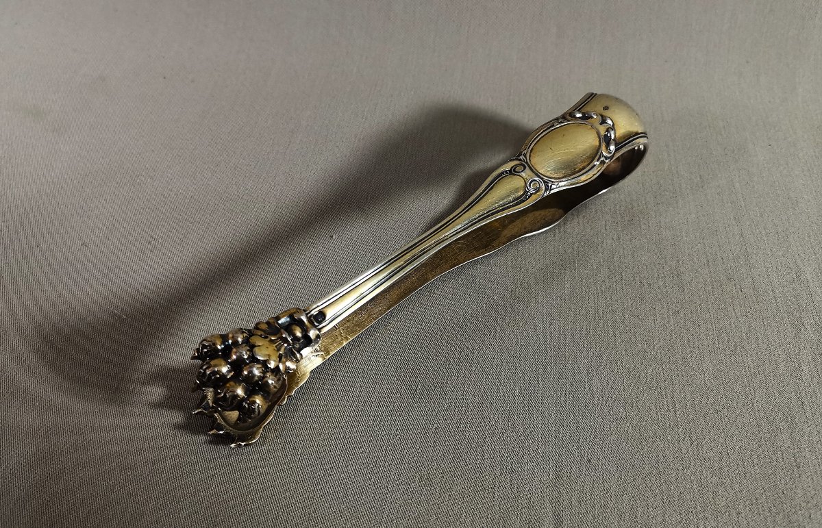 Pince à Sucre du XIXe, Style Louis XV en Argent Vermeil à Prise figurant des Pattes Griffues-photo-2