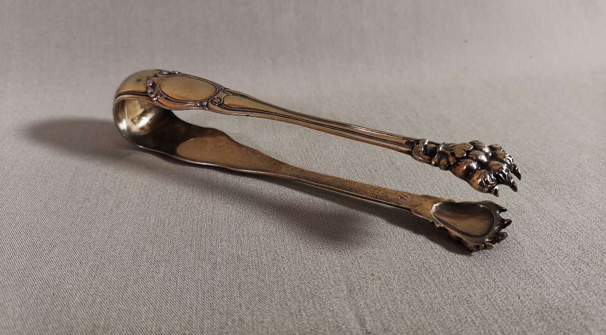 Pince à Sucre du XIXe, Style Louis XV en Argent Vermeil à Prise figurant des Pattes Griffues-photo-4