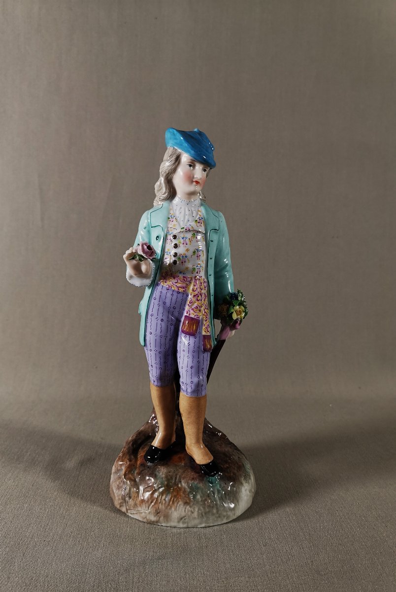 Ernst Bohne Sohne, Rudolstadt Porcelain Figurine, Dandy Or Elegant Subject, 19th Century-photo-4