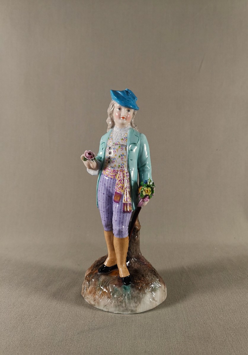 Ernst Bohne Sohne, Rudolstadt Porcelain Figurine, Dandy Or Elegant Subject, 19th Century
