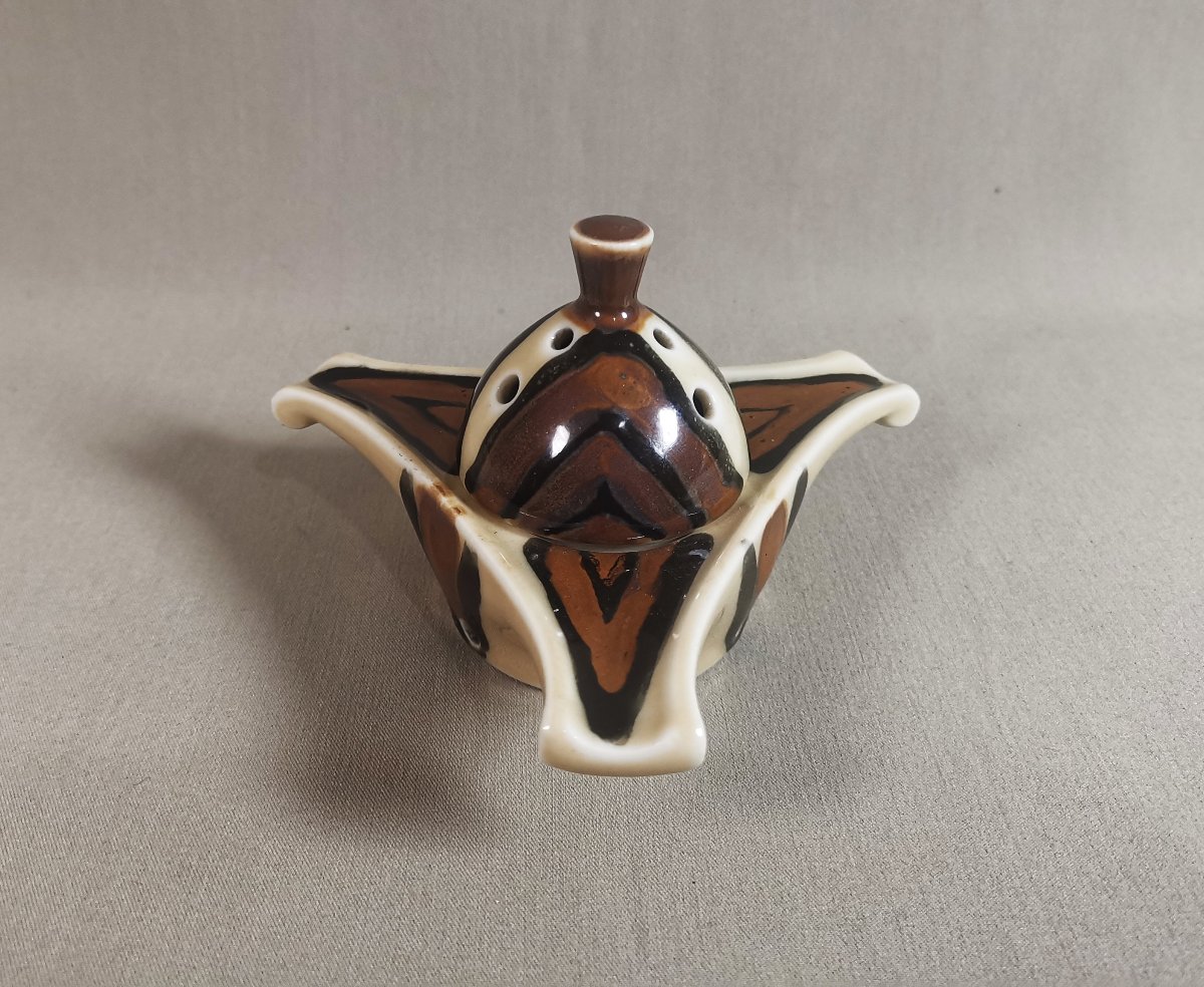 Camille Tharaud à Limoges, Brûle parfum d'Epoque Art Deco en Porcelaine Polychrome-photo-2