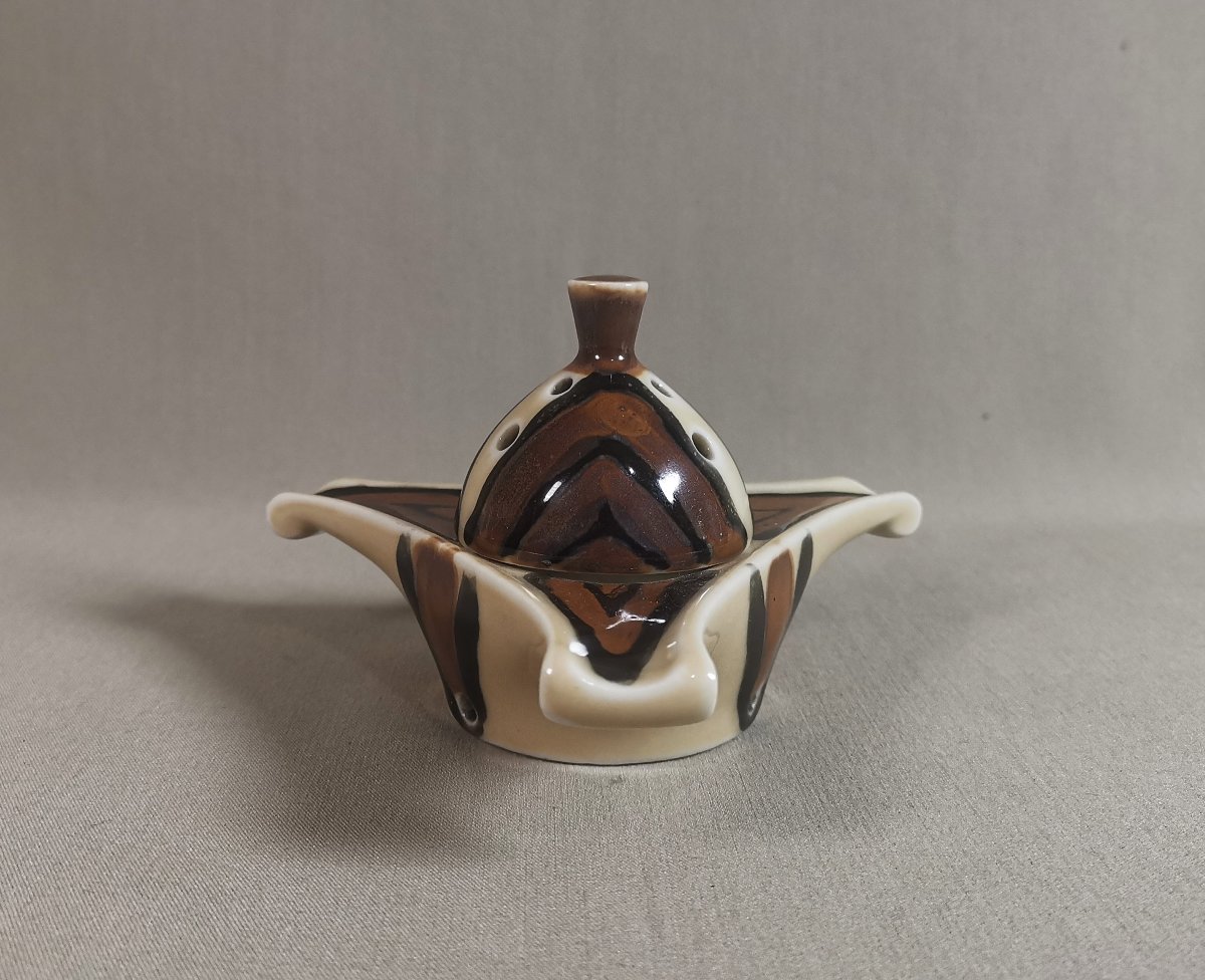 Camille Tharaud à Limoges, Brûle parfum d'Epoque Art Deco en Porcelaine Polychrome-photo-3