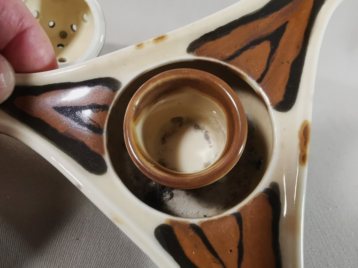 Camille Tharaud à Limoges, Brûle parfum d'Epoque Art Deco en Porcelaine Polychrome-photo-3