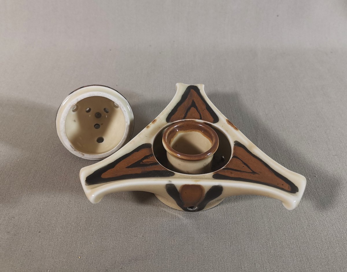 Camille Tharaud à Limoges, Brûle parfum d'Epoque Art Deco en Porcelaine Polychrome-photo-4